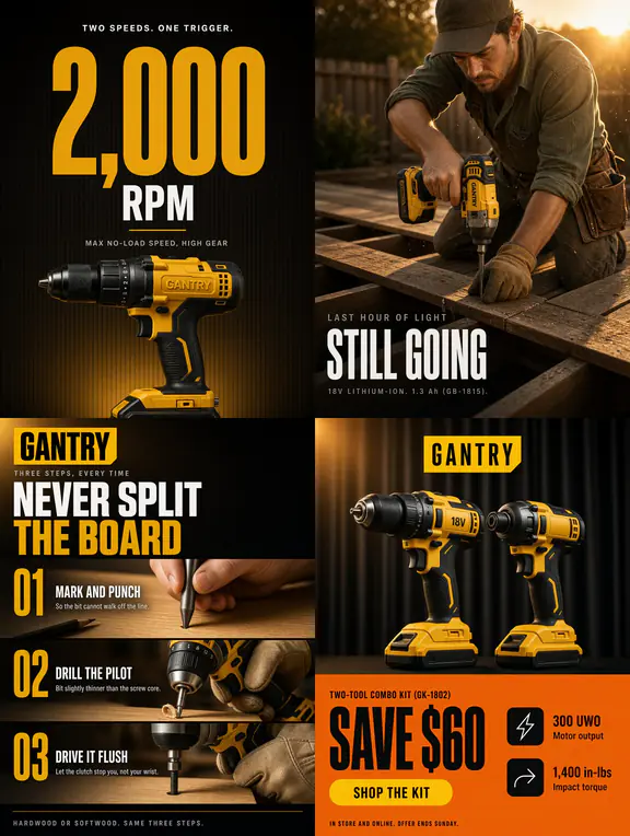 Four sample posts in a design system: black and industrial yellow, high contrast.